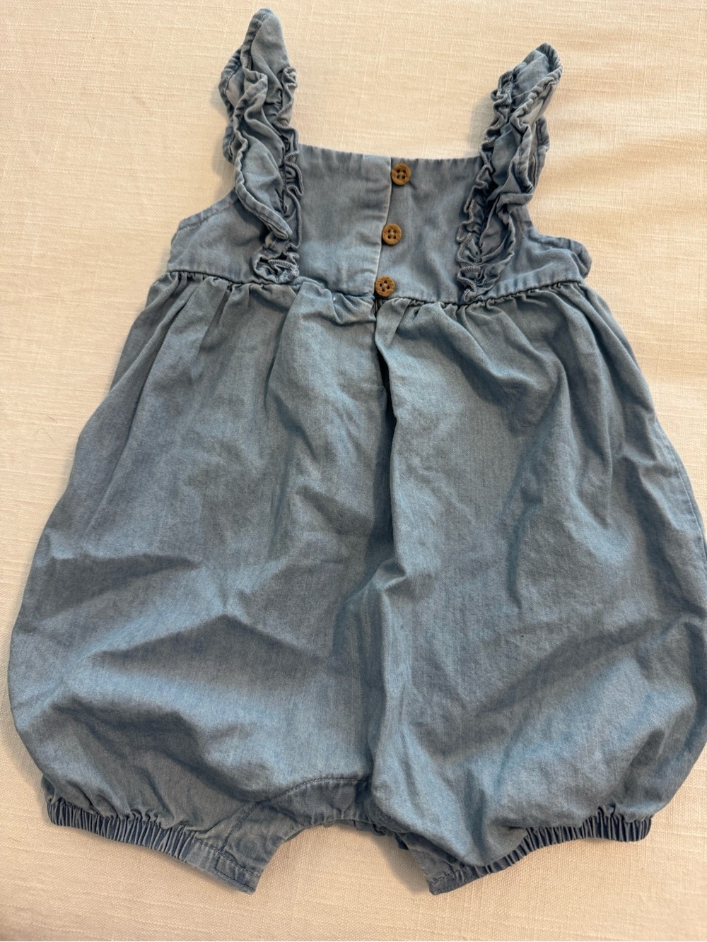 Carter's Light Blue Chambray Ruffle Strap One-Piece
